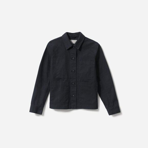 EVERLANE Midnight Navy Blue Cotton Canvas Cropped Utility Chore Jacket, Size XS - Picture 3 of 12